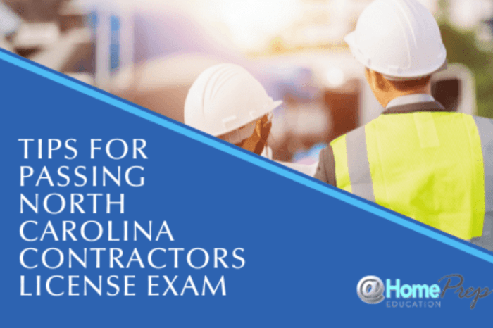 Nc contractor license exam questions