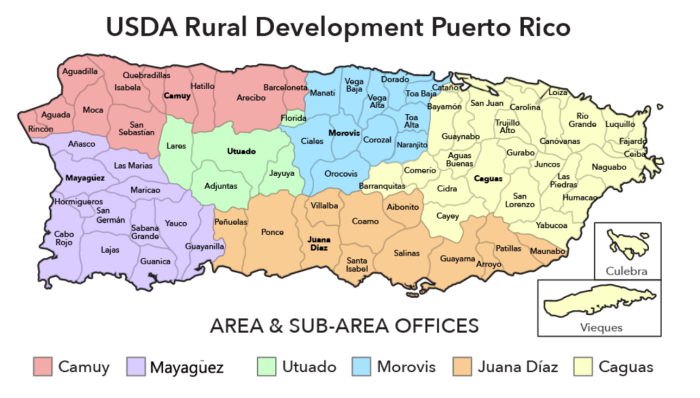 Puerto rico mapa con pueblos