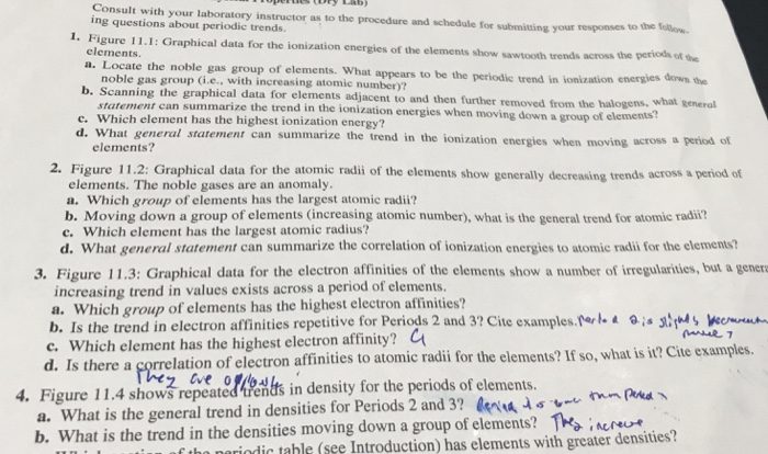 Experiment 11 pre laboratory assignment periodic table and periodic law