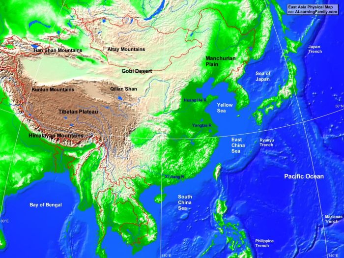 Southern and eastern asia physical features map answer key