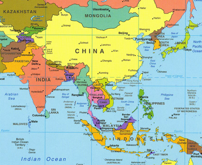 Southern and eastern asia physical features map answer key