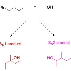 Consider the reaction of an alkyl bromide and hydroxide ion