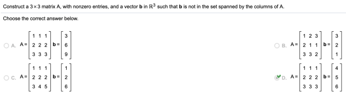 Construct a 3x3 matrix a with non zero entries